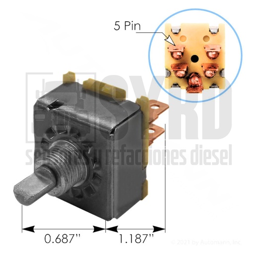[1661420C1] SWITCH DE SOPLADOR  GIRATORIO UNIVERSAL 5 TERMINALES